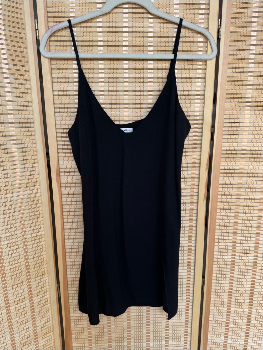Reformation Black Slim Spaghetti Strap Slip Dress